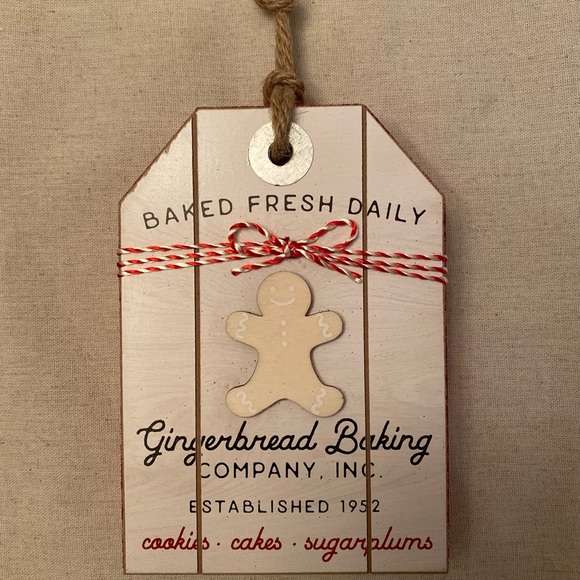 Christmas Gingerbread Man Wood Decor Sign For Tier Trays Tabletop Or Shelf - Picture 9 of 12